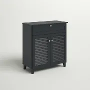 Dark Gray 12 Pairs Manufactured Wood Shoe Storage Cabinet