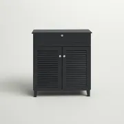 Dark Gray 12 Pairs Manufactured Wood Shoe Storage Cabinet