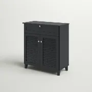 Dark Gray 12 Pairs Manufactured Wood Shoe Storage Cabinet