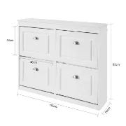 White 16 Pairs Manufactured Wood Shoe Storage Cabinet