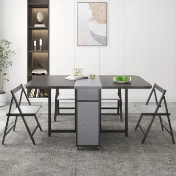 Show details for Sai Rectangle Folding Dining Table Set Picture of Sai Rectangle Folding Dining Table Set