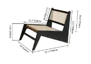 Picture of Japandi Black Rattan and Wood Lounge Chair 