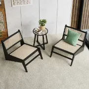 Picture of Japandi Black Rattan and Wood Lounge Chair 