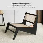 Picture of Japandi Black Rattan and Wood Lounge Chair 