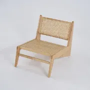 Picture of Japandi Black Rattan and Wood Lounge Chair 