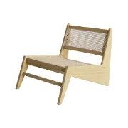 Picture of Japandi Black Rattan and Wood Lounge Chair 