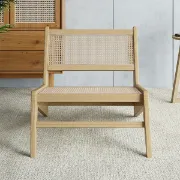 Picture of Japandi Black Rattan and Wood Lounge Chair 