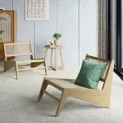 Picture of Japandi Black Rattan and Wood Lounge Chair 