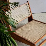 Picture of Japandi Black Rattan and Wood Lounge Chair 