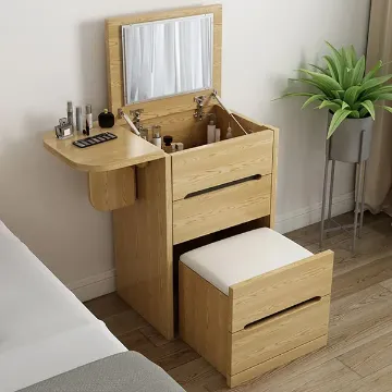 Show details for Nordic dresser with stool and mirror Picture of Nordic dresser with stool and mirror