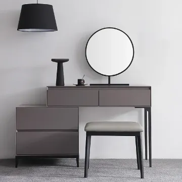 Graffie Dressing Table Set – Natural Wood with Mirror & Stool Graffie Dressing Table Set – Natural Wood with Mirror & Stool