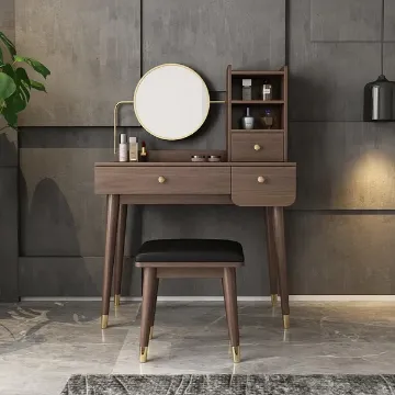 Diffia dresser with chair and mirror - Natural Wood Diffia dresser with chair and mirror - Natural Wood