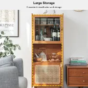 Picture of Lezaro Natural wood Storage cabinet with Rattan