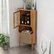 Picture of Hutch Natural Corner Cabinet 2-Door with Rattan