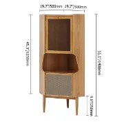 Picture of Hutch Natural Corner Cabinet 2-Door with Rattan