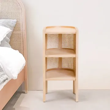 Show details for Klay Rattan Nightstand with natural wood Picture of Klay Rattan Nightstand with natural wood