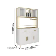 صورة White & Gold Freestanding Cabinet & Pantry Organization with Wine Glass Holder