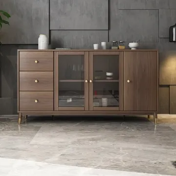 Show details for Atacha Modern Sideboard Natural wood with drawers and shelves Picture of Atacha Modern Sideboard Natural wood with drawers and shelves