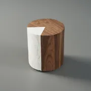 Picture of Cemenna Natural wood table with modern marble