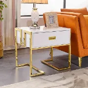 Picture of Jocise Modern White Side Table - One drawer 