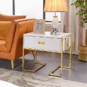 Picture of Jocise Modern White Side Table - One drawer 