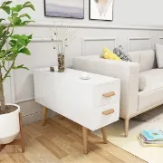 Picture of Monumo Natural Wood Side table  - 2 drawers 