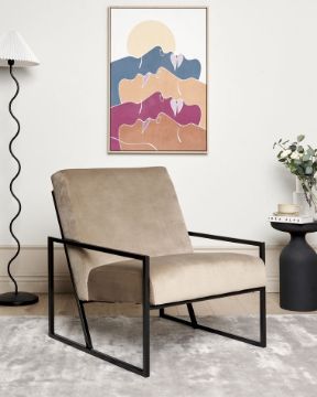 Show details for Vionna Armchair – Elegant Design with Black Frame & Plush Upholstery Picture of Vionna Armchair – Elegant Design with Black Frame & Plush Upholstery