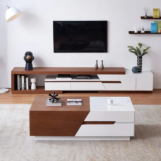 Picture of Rikke Natural Wood Tables Set – TV Stand & Coffee Table (Set of 2)