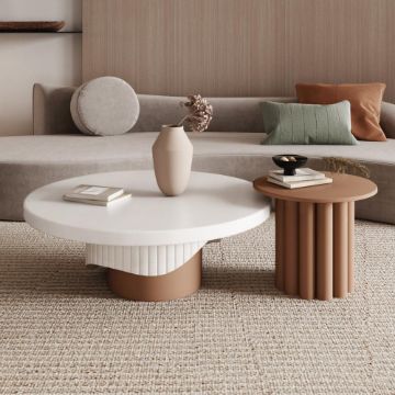 Show details for Dovo Natural wood Coffee tables - Set of 2 Picture of Dovo Natural wood Coffee tables - Set of 2
