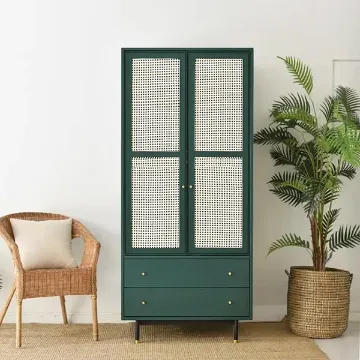 Show details for Vart Wardorbe Natural wood with Rattan Picture of Vart Wardorbe Natural wood with Rattan
