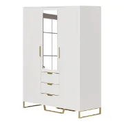 Picture of Aro Modern 3 Door Mirrored Wardrobe with Shelves and drawers 