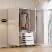 Picture of Aro Modern 3 Door Mirrored Wardrobe with Shelves and drawers 