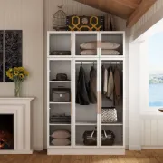 Picture of Paolo Modern wardrobe with glass doors and natural wood lighting