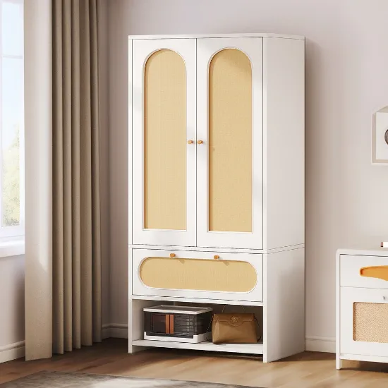 Picture of Pajero Modern wardrobe Natural wood with Rattan