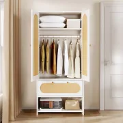 Picture of Pajero Modern wardrobe Natural wood with Rattan