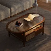 Picture of Hokkie Coffee table Natural wood with Rattan