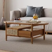 Picture of Hokkie Coffee table Natural wood with Rattan