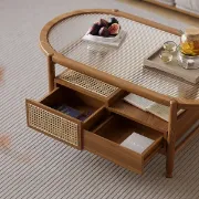 Picture of Hokkie Coffee table Natural wood with Rattan