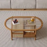 Picture of Hokkie Coffee table Natural wood with Rattan