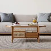 Picture of Hokkie Coffee table Natural wood with Rattan