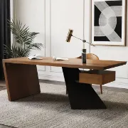 Picture of Zekar – Natural Wood Accent Desk with Handcrafted Knot-Inspired Top