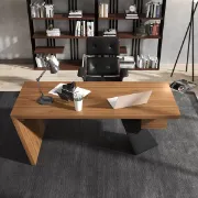 Picture of Zekar – Natural Wood Accent Desk with Handcrafted Knot-Inspired Top