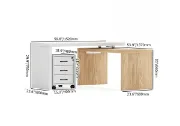Picture of Alvar –Swivel L-Shaped Desk with Movable File Cabinet -Natural Wood