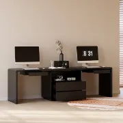 Picture of Clajy – Natural Wood Desk -Modern Desk with 4 Drawers & 1 Cabinet