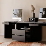 Picture of Clajy – Natural Wood Desk -Modern Desk with 4 Drawers & 1 Cabinet