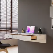 صورة كراسـمو – مكتب جداري من الخشب الطبيعي مع وحدة تخزين