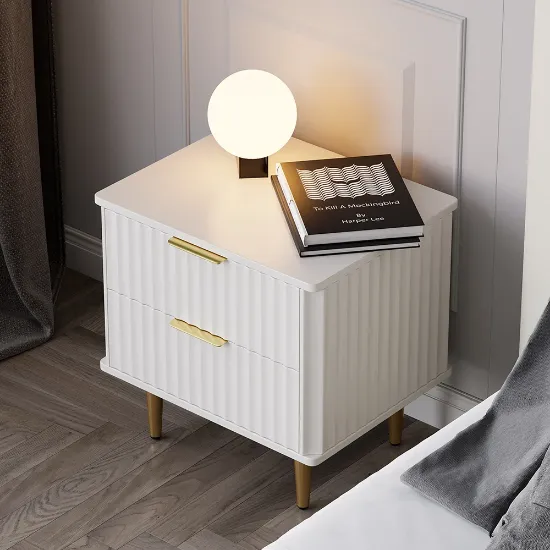 Siri – Side Table in Natural Wood with Stainless Steel Legs