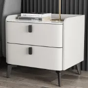 Terryé Nightstand – Natural Wood Design with Faux Marble Top
