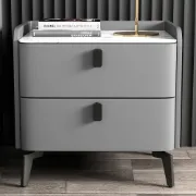 Terryé Nightstand – Natural Wood Design with Faux Marble Top