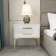 Hype Nightstand – Glossy Modern Design with Two Drawers and Gold Legs
